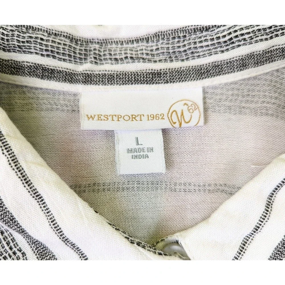 Westport 1962 Womens Sleeveless Button Up Blouse White Gray Striped Rayon EUC - Picture 5 of 9